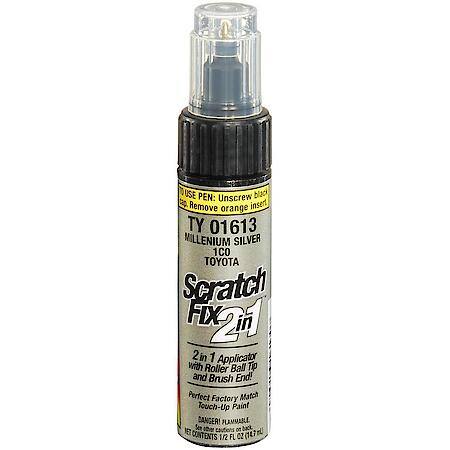 Duplicolor Scratch Fix 2in1 Toyota Exact-Match Touch-Up Paint, Millenium Silver Metallic, 0.5 oz. Pen-Tip/Brush Applicator - TY01613