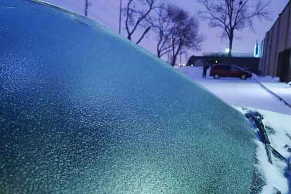 a frozen windshield