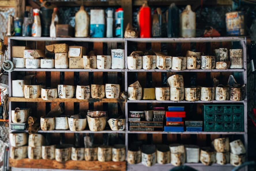 Shelves in a garage