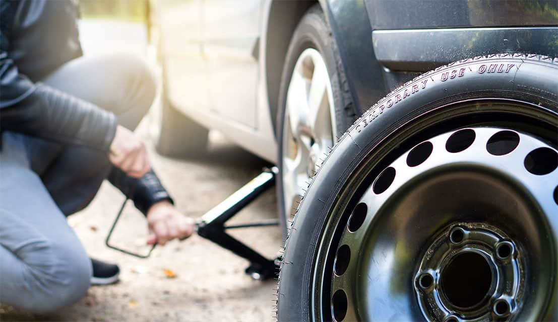 putting on a spare tire