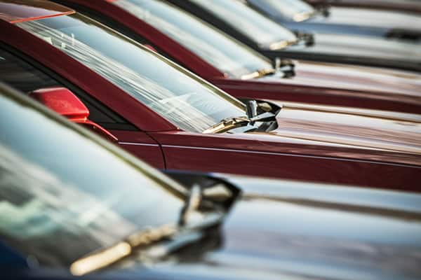 Cars lined up in a lot