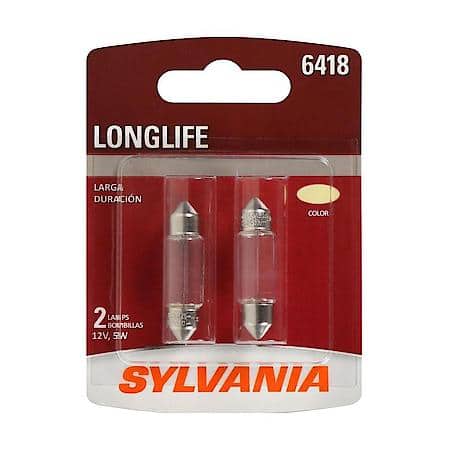 Sylvania 6418 Long Life: Mini Bulb, Standard Performance, 2 Pack, 6418LLBP2