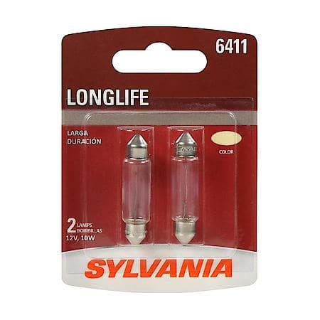 Sylvania 6411 Long Life: Mini Bulb, Standard Performance, 2 Pack, 6411LLBP2