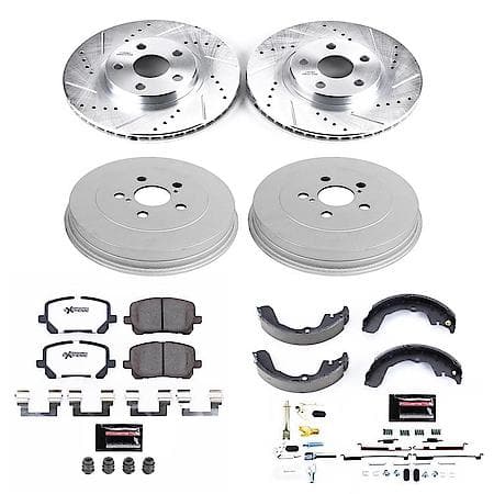 PowerStop Z26 Street Ceramic Brake Pads, Drilled + Slotted Rotors, Drum + Shoe Kit, K15220DK-26