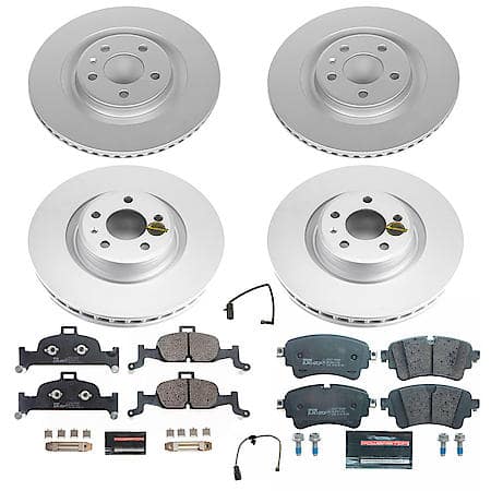 Euro Stop Euro-Stop High-Carbon Coated Rotors, ECE-R90 Brake Pads + Hardware Kit, ESK8053