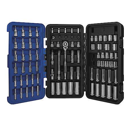 3/8 Drive Tri-fold Ratchet Socket Set, SAE & Metric, 83-Piece, 72 Tooth
