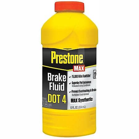 Prestone MAX DOT 4 Brake Fluid, Synthetic, Highest Grade, 75,000 Mile, 12 fl. oz., AS815