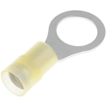 12-10 Gauge Ring Terminal, Pack of 7, Yellow, 3/8" Ring