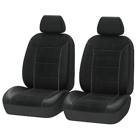 Car & SUV Seat Cover, Black Faux Leather & Neoprene, Sporty, Universal, 2PK, Waterproof