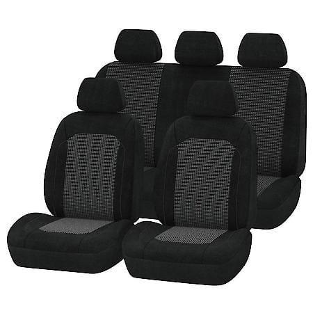 Car & SUV Seat Cover, Black Jacquard, Classic, Universal, Low Back, Durable, Breathable, Full Set