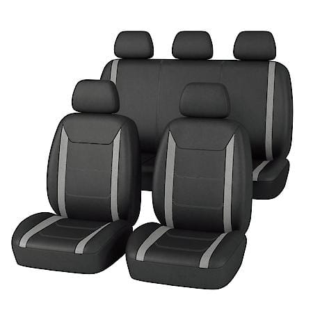 Car & SUV Seat Cover: Black And Grey, Polyester, Low Back, Breathable, Universal, 4 Pack