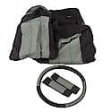 Seat Cover Combo Pack, with 2 Black/Gray Polycanvas Seat Covers, 2 Belt Pads, Steering Wheel Cover