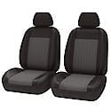 Seat Cover: Black & Grey, Jacquard/Oxford, Low Back, Universal, 2 Pk