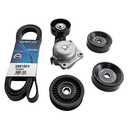 Serpentine Belt Kit; With Belt, 3 Pulleys and Tensioner, 5 Piece Set