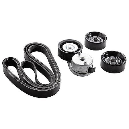 Serpentine Belt Kit; With Belt, 2 Pulleys and Tensioner, 4 Piece Set
