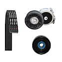 Serpentine Demanding Drive Kit; With Belt, Pulley and Tensioner, 3 Piece Set