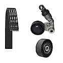 Serpentine Belt Kit; With Belt, Pulley and Tensioner, 3 Piece Set