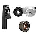 Serpentine Belt Kit; With Belt, Pulley and Tensioner, 3 Piece Set