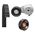 Serpentine Belt Kit; With Belt, Pulley and Tensioner, 3 Piece Set