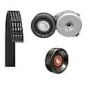 Serpentine Belt Kit; With Belt, Pulley and Tensioner, 3 Piece Set