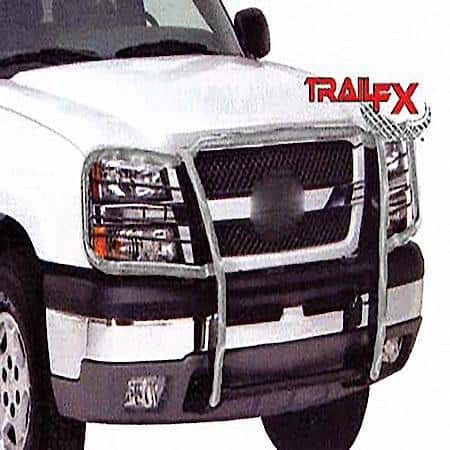 Grille Guard: Polished, SS, 1.5" Dia, With Brush Guard, Without Skid Plate, Without Step Plate