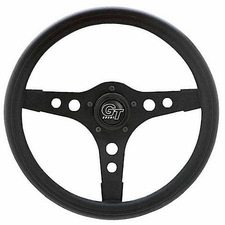 13"Dia, 3 Matte Black Powder Coat Steel Spokes, Black Foam Cushion Grip, 5 Bolt