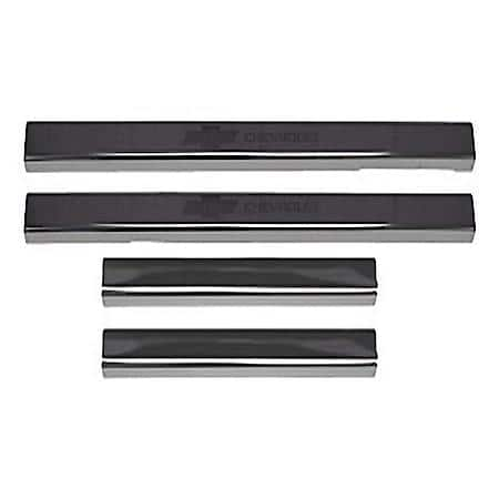 Chevrolet Etching, Black, Stainless Steel, Non-Illuminated, Set Of 4