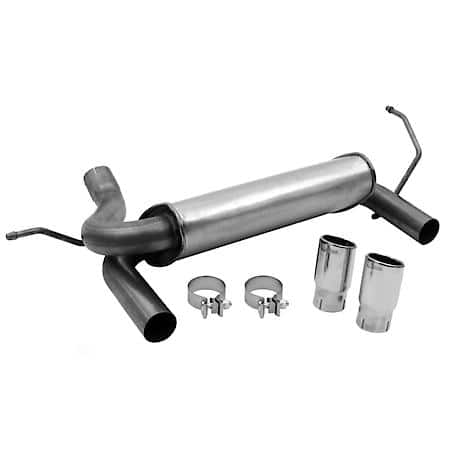 Dual - 2.5in Axle-Back Exhaust System - Super Turbo Muffler: Stainless Steel