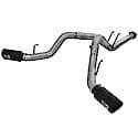 Large Bore-HD DPF Back Exhaust System: Black Tip, 409 Stainless Steel, Unleashes All Available HP
