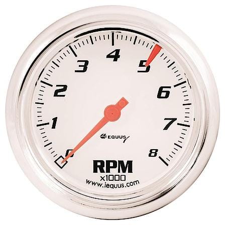 Gauge, Tachometer, 3-3/8", 8K Rpm, Wht Dial, 5000 Series