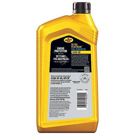 Pennzoil Ultra Platinum 5W-30 Full Synthetic Motor Oil, Extends