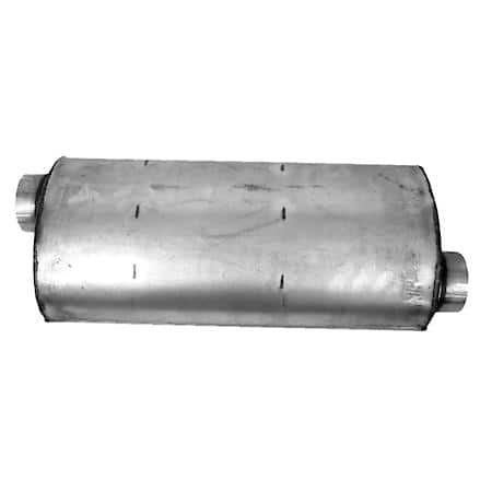 Ultra Flo Muffler: Universal Fit, Stainless Steel, 25" L, 4" In, 4" Out, Oval