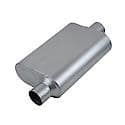 Super 44 Series Muffler, 2.5in Offset Inlet 2.5in Center Outlet, Non-Reversible, Aggressive Sound