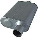 40 Series Muffler, 2.5in Offset Inlet 2.5in Center Outlet, Non-Reversible, Aggressive Sound