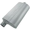 Super 50 Muffler, 2.5in Offset Inlet 2.5in Center Outlet, 17in long, Non-Reversible, Moderate Sound