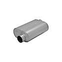 Super 40 Series Muffler, 3in Offset Inlet 3in Offset Outlet, Non-Reversible, Aggressive Sound