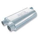 Specialty Transverse Flow Muffler: Universal Fit, Stainless Steel, 24"L, 3" Inlet, 2.5" Outlet, Oval