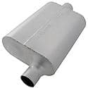 40 Series Muffler, 2in Offset Inlet 2in Center Outlet, Non-Reversible, Aggressive Sound