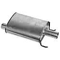 Super Turbo Muffler: Di Fit Aluminized Steel, 14" L, 2.25" In, 2.5" Out, Oval