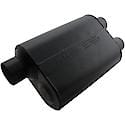 Super 40 Series Muffler, 3in Offset Inlet 2.5in Dual Offset Outlet, Non-Reversible, Aggressive Sound