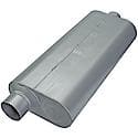 70 Series Muffler, 3in Offset Inlet 3in Center Outlet, 22in long, Non-Reversible, Mild Sound