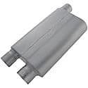 80 Series Muffler, 3in Offset Inlet 2.5in Dual Offset Outlet, Non-Reversible, Aggressive Sound