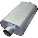 50 Series Muffler, 3in Center Inlet 3in Center Outlet, 17in long, Non-Reversible, Moderate Sound