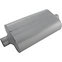 50 Series Muffler, 2.5in Center Inlet 2.5in Center Outlet, Non-Reversible, Moderate Sound