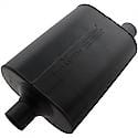 Super 40 Series Muffler, 2.25in Center Inlet 2.25in Offset Outlet, Non-Reversible, Aggressive Sound