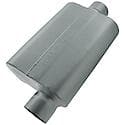 Delta 40 Muffler, 3in Offset Inlet 3in Center Outlet, 13in long, Non-Reversible, Aggressive Sound