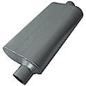 50 Series Muffler, 2.5in Offset Inlet 2.5in Center Outlet, Non-Reversible, Moderate Sound