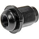 Wheel Lug Nut: M12-1.50 Thread, Radius, Acorn, 1.378" Length, Black, 1 Pack