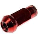 Wheel Lug Nut: M12-1.50 Thread, Conical 60, Bulge Open End, 48 mm Length, Red; Chrome, 20 Pack