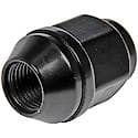 Wheel Lug Nut: 1/2-20 Thread, Conical 60, Dometop, 1.25" Length, Black, 1 Pack